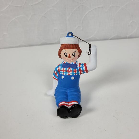 Vintage S&S Raggedy Andy Ornament 2" Christmas 1999 Retro Waving Hello - Picture 3 of 9
